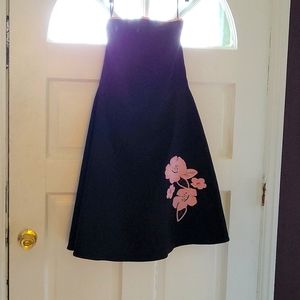 Black summer dress with pink flower